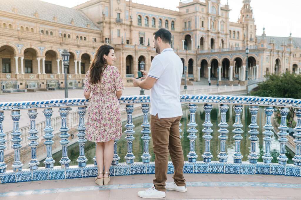 surprise proposal plaza de españa seville
