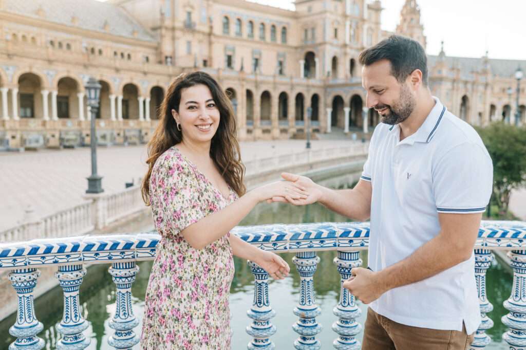 surprise proposal plaza de españa seville