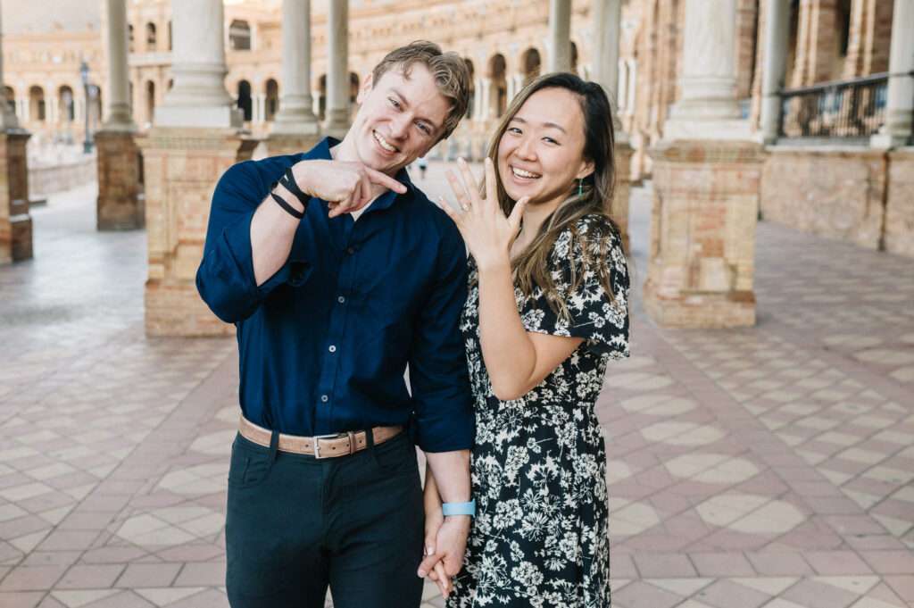 surprise proposal plaza de españa seville