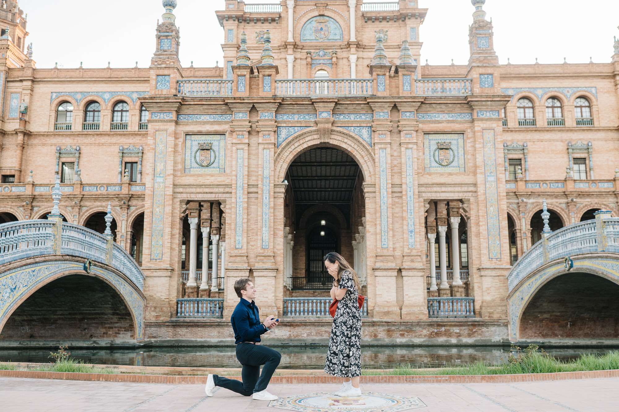 surprise proposal plaza de españa seville
