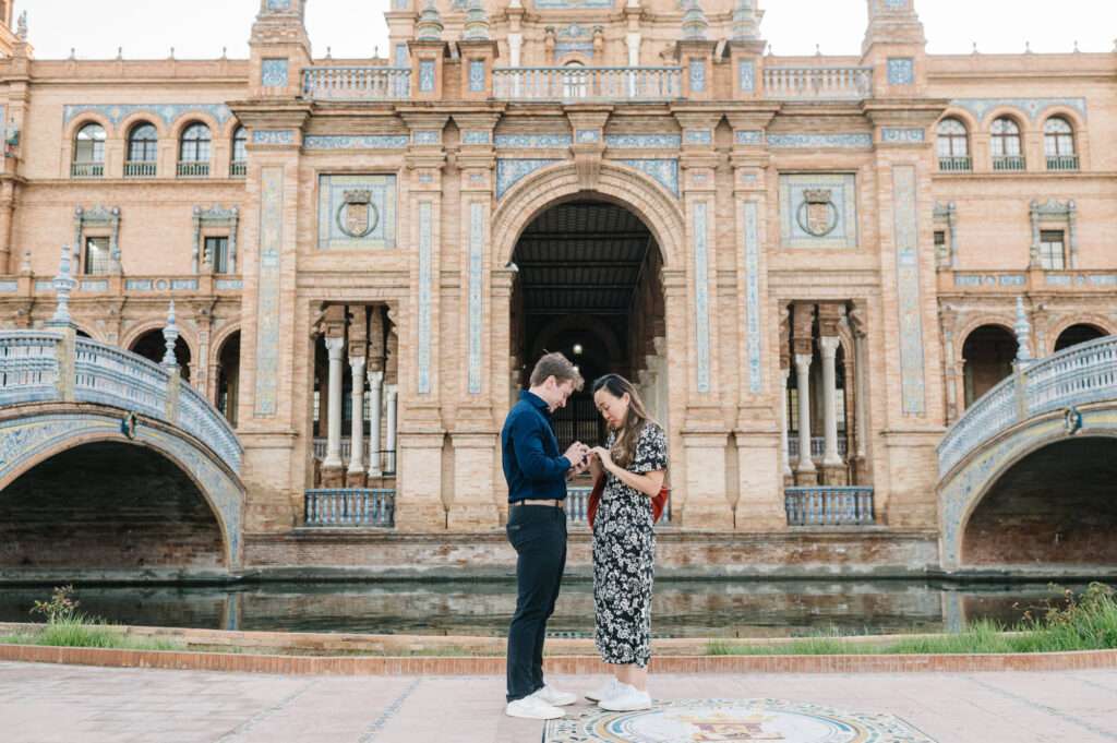 surprise proposal plaza de españa seville